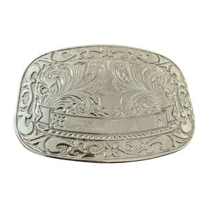 Vintage Western Filigree Silver Tone Belt Buckle Floral Cowgirl Boho Jewelry
